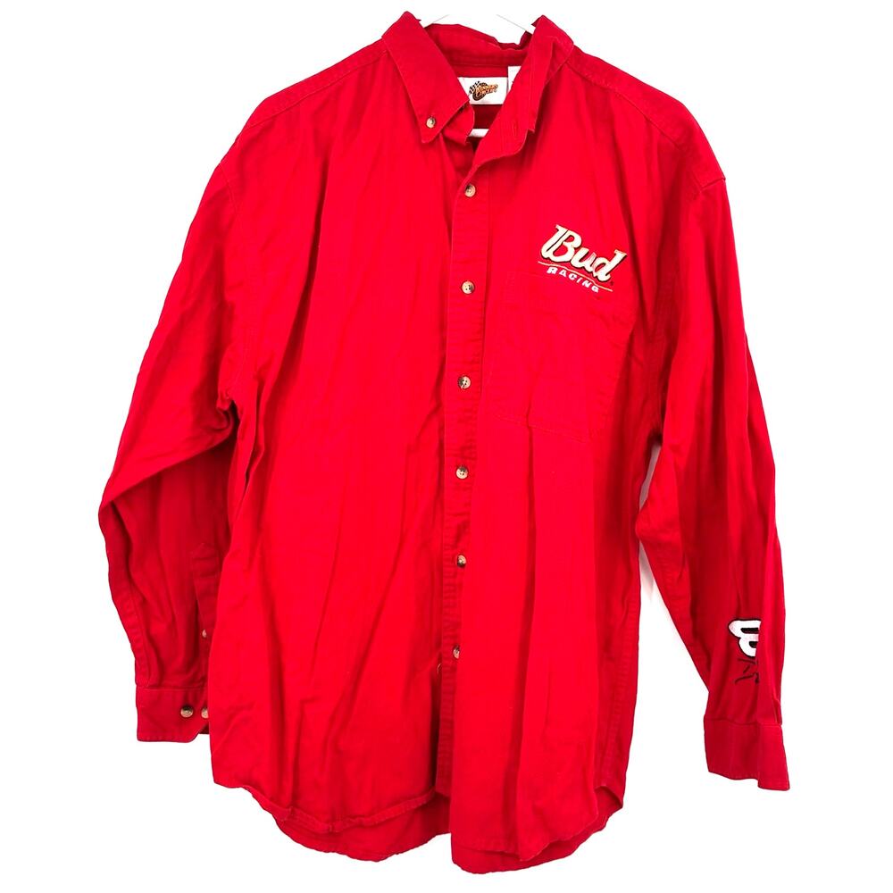 Winner's Circle Size‎ XL Bud Racing 8 Dale Jr Red Long Sleeve Button Down Shirt